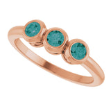 14K Gold Round Natural Alexandrite Three-Stone Bezel-Set Ring - Rose Gold - view 14