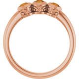 14K Gold Round Natural Citrine Three-Stone Bezel-Set Ring - Rose Gold - view 9