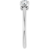 14K Gold Round Natural Diamond Three-Stone Bezel-Set Ring – 2.5-4mm Stones - White Gold - view 9