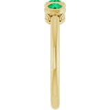 14K Gold Round Natural Emerald Three-Stone Bezel-Set Ring - Yellow Gold - view 9