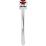 14K Gold Round Natural Mozambique Garnet Three-Stone Bezel-Set Ring - White Gold - view 9