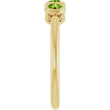 14K Gold Round Natural Peridot Three-Stone Bezel-Set Ring - Yellow Gold - view 9