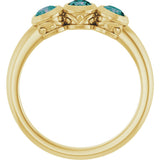 14K Gold Round Natural Alexandrite Three-Stone Bezel-Set Ring - Yellow Gold - view 7