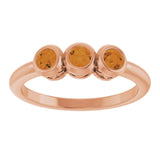 14K Gold Round Natural Citrine Three-Stone Bezel-Set Ring - Rose Gold - view 10