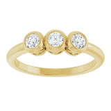 14K Gold Round Natural Diamond Three-Stone Bezel-Set Ring – 2.5-4mm Stones - Yellow Gold - view 8
