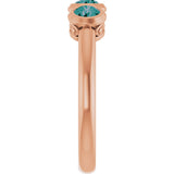 14K Gold Round Natural Alexandrite Three-Stone Bezel-Set Ring - Rose Gold - view 9