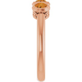 14K Gold Round Natural Citrine Three-Stone Bezel-Set Ring - Rose Gold - view 9