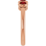 14K Gold Round Natural Mozambique Garnet Three-Stone Bezel-Set Ring - Rose Gold - view 9