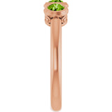 14K Gold Round Natural Peridot Three-Stone Bezel-Set Ring - Rose Gold - view 9