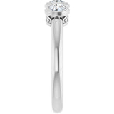 14K Gold Round Natural White Sapphire Three-Stone Bezel-Set Ring - White Gold - view 9