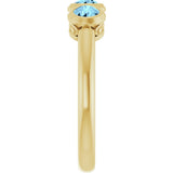 14K Gold Round Natural Aquamarine Three-Stone Bezel-Set Ring - Yellow Gold - view 9