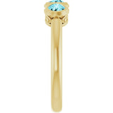 14K Gold Round Natural Blue Zircon Three-Stone Bezel-Set Ring - Yellow Gold - view 9