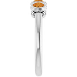 14K Gold Round Natural Citrine Three-Stone Bezel-Set Ring - White Gold - view 9