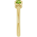 14K Gold Round Natural Peridot Three-Stone Bezel-Set Ring - Yellow Gold - view 9