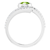 14K Gold Round Natural Peridot & Natural Diamond Bezel-Set Accented Ring - White Gold - view 2