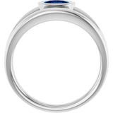 14K Gold Oval Natural Blue Sapphire Bezel-Set Solitaire Negative Space Ring - White Gold - view 2