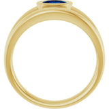 14K Gold Oval Natural Blue Sapphire Bezel-Set Solitaire Negative Space Ring - Yellow Gold - view 2