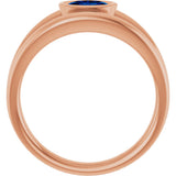 14K Gold Oval Natural Blue Sapphire Bezel-Set Solitaire Negative Space Ring - Rose Gold - view 2