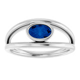 14K Gold Oval Natural Blue Sapphire Bezel-Set Solitaire Negative Space Ring - White Gold - view 3