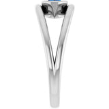 14K Gold Oval Natural Blue Sapphire Bezel-Set Solitaire Negative Space Ring - White Gold - view 4