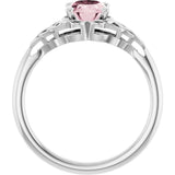 14K Gold Oval Natural Pink Morganite Celtic-Inspired Solitaire Ring - White Gold - view 2