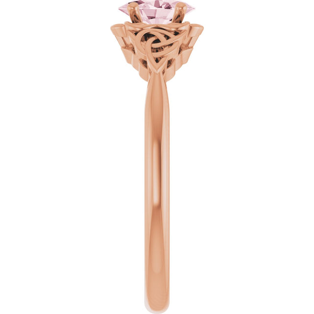 14K Gold Oval Natural Pink Morganite Celtic-Inspired Solitaire Ring - Rose Gold - view 5