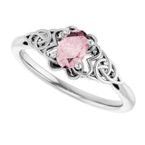 Platinum Oval Natural Pink Morganite Celtic-Inspired Solitaire Ring - view 6