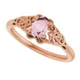 14K Gold Oval Natural Pink Morganite Celtic-Inspired Solitaire Ring - Rose Gold - view 6