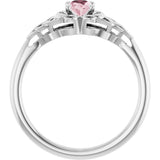 14K Gold Oval Natural Pink Morganite Celtic-Inspired Solitaire Ring - White Gold - view 2