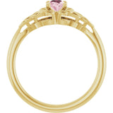 14K Gold Oval Natural Pink Morganite Celtic-Inspired Solitaire Ring - Yellow Gold - view 2