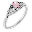 Platinum Oval Natural Pink Morganite Celtic-Inspired Solitaire Ring