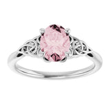 14K Gold Oval Natural Pink Morganite Celtic-Inspired Solitaire Ring - White Gold - view 3