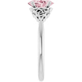 14K Gold Oval Natural Pink Morganite Celtic-Inspired Solitaire Ring - White Gold - view 4