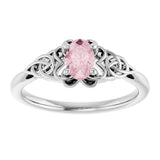 14K Gold Oval Natural Pink Morganite Celtic-Inspired Solitaire Ring - White Gold - view 3