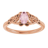 14K Gold Oval Natural Pink Morganite Celtic-Inspired Solitaire Ring - Rose Gold - view 3