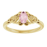 14K Gold Oval Natural Pink Morganite Celtic-Inspired Solitaire Ring - Yellow Gold - view 3