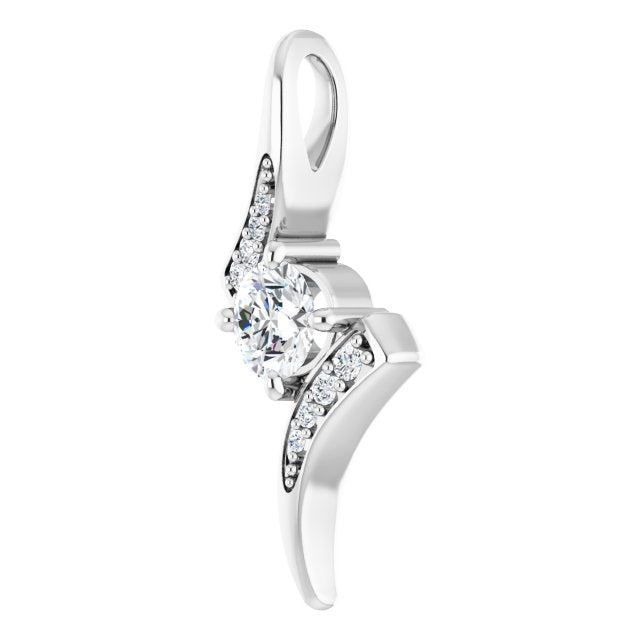 Platinum Round Natural Diamond Accented Freeform Pendant – 1/3 CTW - view 5
