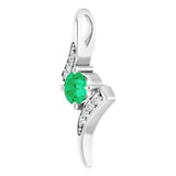 Platinum Round Natural Emerald Accented Freeform Pendant - view 5