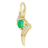14K Gold Round Natural Emerald Accented Freeform Pendant - Yellow Gold - view 5