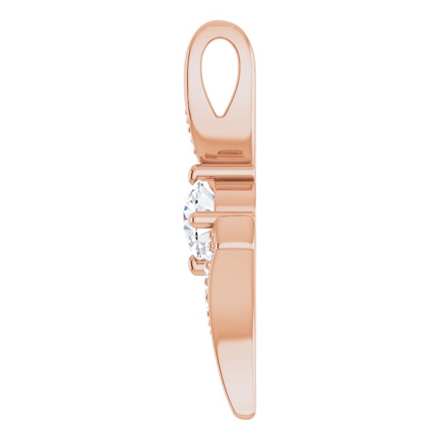 14K Gold Round Natural Diamond Accented Freeform Pendant – 4.1mm Stones - Rose Gold - view 6