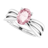 14K Gold Oval Natural Pink Morganite Solitaire Negative Space Ring - White Gold - view 5