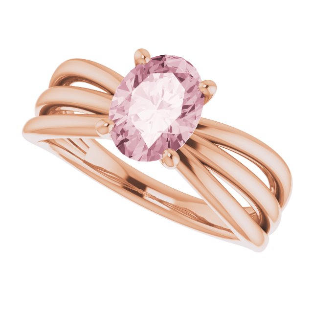14K Gold Oval Natural Pink Morganite Solitaire Negative Space Ring - Rose Gold - view 5