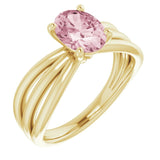 14K Gold Oval Natural Pink Morganite Solitaire Negative Space Ring - Yellow Gold