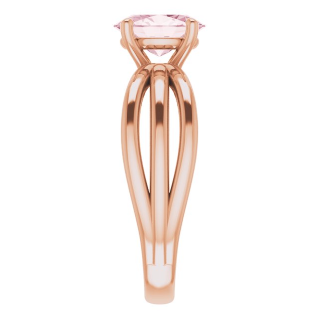 14K Gold Oval Natural Pink Morganite Solitaire Negative Space Ring - Rose Gold - view 4