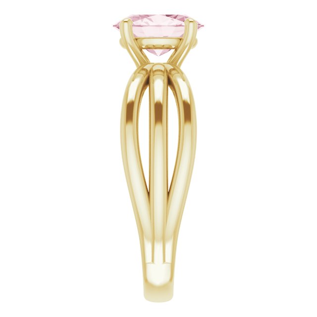 14K Gold Oval Natural Pink Morganite Solitaire Negative Space Ring - Yellow Gold - view 4