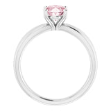 Platinum Oval Natural Pink Morganite Solitaire Negative Space Ring - view 2