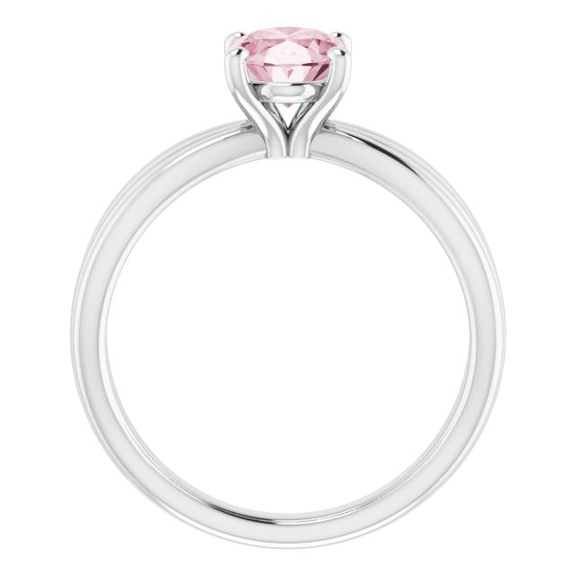 14K Gold Oval Natural Pink Morganite Solitaire Negative Space Ring - White Gold - view 2