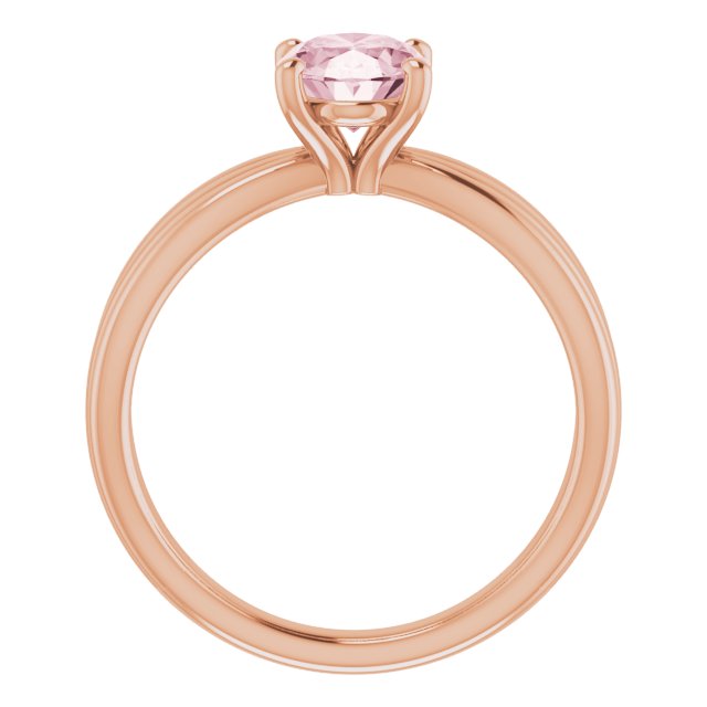 14K Gold Oval Natural Pink Morganite Solitaire Negative Space Ring - Rose Gold - view 2
