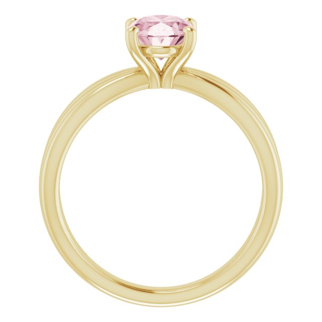 14K Gold Oval Natural Pink Morganite Solitaire Negative Space Ring - Yellow Gold - view 2