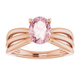 14K Gold Oval Natural Pink Morganite Solitaire Negative Space Ring - Rose Gold - view 3